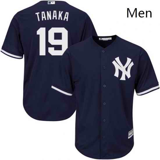 Mens Majestic New York Yankees 19 Masahiro Tanaka Replica Navy Blue Alternate MLB Jersey